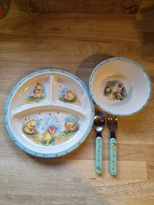 Vintage Selandia Designs Disney Winnie Puuh geteilt Teller, Schüssel, Löffel & Gabel - Bild 1 von 14