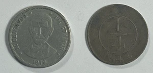 DOMINICAN REPUBLIC 🇩🇴 ¼ (1/4) REAL COIN 1844 & 1979 25 centavos modern coin - Picture 1 of 20