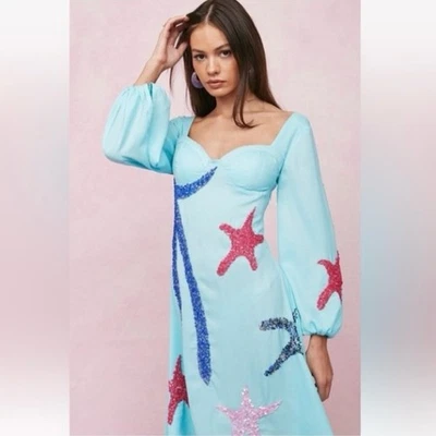 Новый Nastygal значок блестками украшенный морской звезды платье размер 0 - Изображение 1 из 4