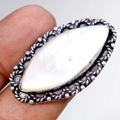 Кольцо с перламутром и драгоценными камнями ручной работы антикварный дизайн изящные ювелирные изделия 7 дюймов MXR 7002 - Изображение 1 из 4