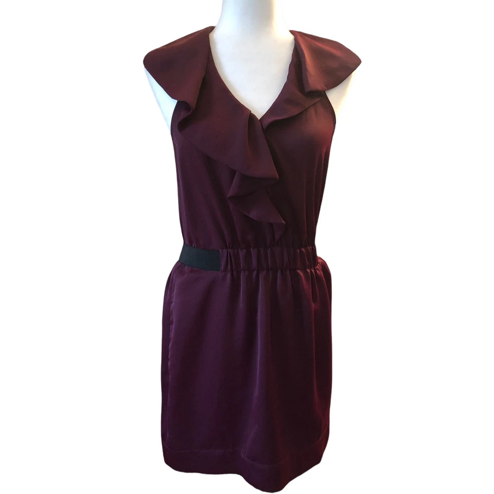 Vestido de Cóctel Rachel Roy con Volantes Ciruela Púrpura Espalda Corredora Halter 6 Foto 1 de 4