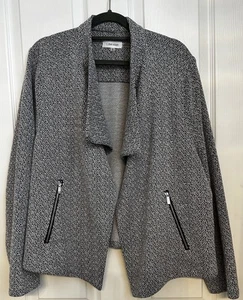 Chaqueta de Tweed Calvin Klein Gris Flyaway Talla 1X Cárdigan Frente Abierto Negocios - Imagen 1 de 7