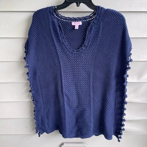 Lilly Pulitzer Poncho Pullover Damen XS dunkelblau Keating Bommel Coverup - Bild 1 von 8