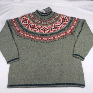 NWT Eddie Bauer Legend Nordic 100% Wool Pullover Sweater Women's Petite Large - Picture 1 of 10