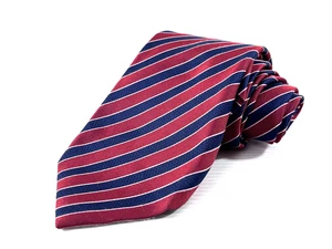 Corbata a rayas roja/azul Luigi Borrelli Napoli para hombre seda de lujo Italia - Imagen 1 de 7