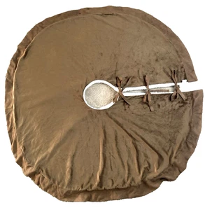 Brown suede-like & faux sherpa Christmas Tree Skirt 48" Coolaburra - Picture 1 of 5