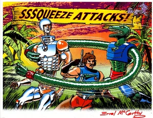 MASTERS OF THE UNIVERSE "Ssqueeze Attacks!" SIGNIERTER Druck Errol McCarthy 8,5 x11 - Bild 1 von 1