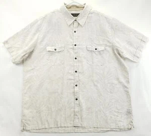 Tasso Elba Shirt Mens 2XL Beige Linen Pockets Long Sleeve Classic Button-Up - Picture 1 of 11
