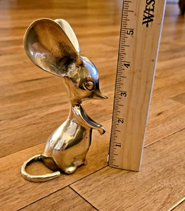 VTG LEONARD SILVER MFG KOREA ~ SOLID BRASS COLLECTION ~ BIG EARED MOUSE FIGURE! - Picture 1 of 10