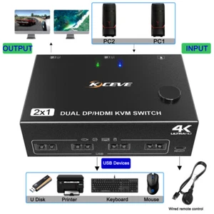 Dual Channel KVM Switch Multi-computer Host DP Interface Shared Display - Picture 1 of 15