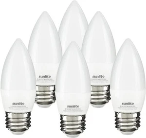 LED B13 Frosted Chandelier Torpedo Bulb 7W(60W=) E26 3000K Warm White 6-Pack - Picture 1 of 2