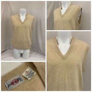 Piccadilly Sweater Vest XL Tall Men Tan 100% Wool V Neck Hong Kong YGI Q1-161