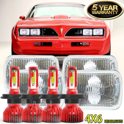 4pcs 4x6" LED Headlights Fit Pontiac Firebird Trans AM 1977 1978 1979 1980 1981 Foto 1 de 4