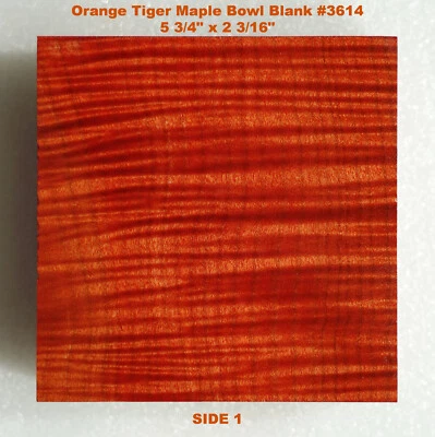 Hermoso cuenco estabilizado de arce naranja tigre en blanco #3614, 5 3/4" x 2 3/16" Foto 1 de 4