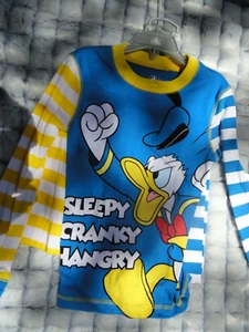 Size 6 Donald Duck Sleepy Cranky Hangry Pajama's Disney Store - Picture 1 of 2