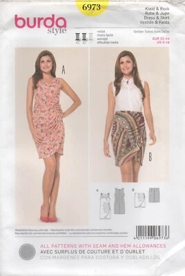 Burda Sewing Pattern 6973 Dress & Skirt Starburst Pleats on Hip Size 6 - 18 NEW - Image 1 of 4