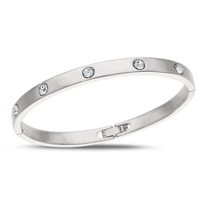 Brazalete Brazalete Pulsera Circonita Cúbica Gema Plata Todo alrededor Mujer Regalo de Lujo Foto 1 de 4