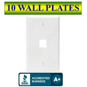 10 PACK Wall Plate 1 Port White Keystone Jack for RJ45 HDMI, USB, A/V Connectors - Picture 1 of 2