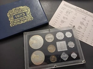 💥 1973 REPUBLIC OF INDIA PROOF COIN SET 💥 BOMBAY MINT 10 COIN SET W/ BOX & COA - Picture 1 of 7