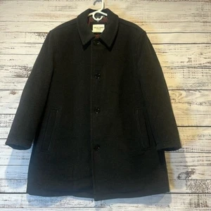 Cole Haan Signature Leather Trim Graphite Grey Wool Overcoat Size XL - Picture 1 of 6