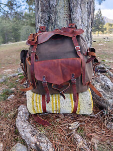 Hiking Backpack Camping Bushcraft Backpacking Waterproof Leather Backpack - 4