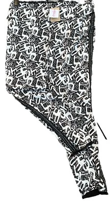 NEU Stretch Legging HOSE TREDY Lettering Glitzer Streifen 48 XXL  - Bild 1 von 4