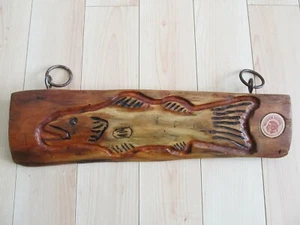 Vintage Carved Wood Fish Folk Art Carving Bait Shop Sign Cabin Rustic Display - Picture 1 of 11