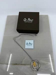 Or Paz Womens Sterling Silver Floral Layered Pendant Necklace 24" Textured Retro - Picture 1 of 7