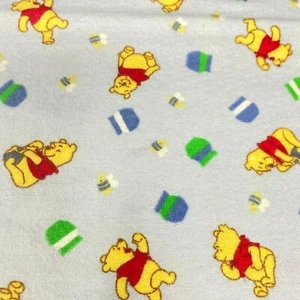 Disney Blue Winnie the Pooh Baby Blanket Cotton Flannel Receiving Honey Pot Bees - Picture 1 of 5