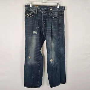 Abercrombie & Fitch Jeans Herren 31 x 30 Blau Low Rise Boot Distressed Button Fly - Bild 1 von 21