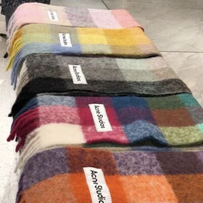 ACNE STUDIOS Wool Scarf Scarves Women Acne1Studios Thick Rainbow Stripe Wrap Pashmina Shawl
