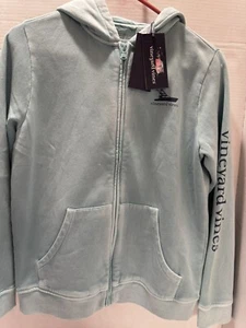 NWT Vineyard Vines Boys' Full-Zip Graphic Hoodie Andros Blue Size L Sweatshirt - Picture 1 of 9