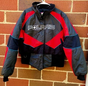 Vintage Polaris Indy Jacket Womens Size Large Snowmobile red black Puffer VTG - Picture 1 of 7