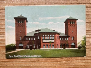East Northfield, Massachusetts, Auditorium, unbenutzt, antike Souvenir Postkarte - Bild 1 von 2