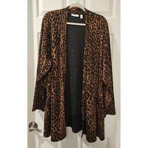Susan Graver 3X Animal Print Open Front Cardigan Brown Black Stretch Knit Drape - Picture 1 of 6