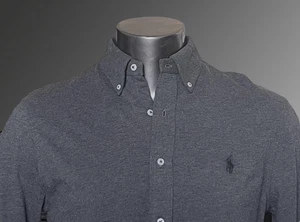 Polo Ralph Lauren federleichtes Netzhemd dunkel meliert grau Herren Größe M - Bild 1 von 12