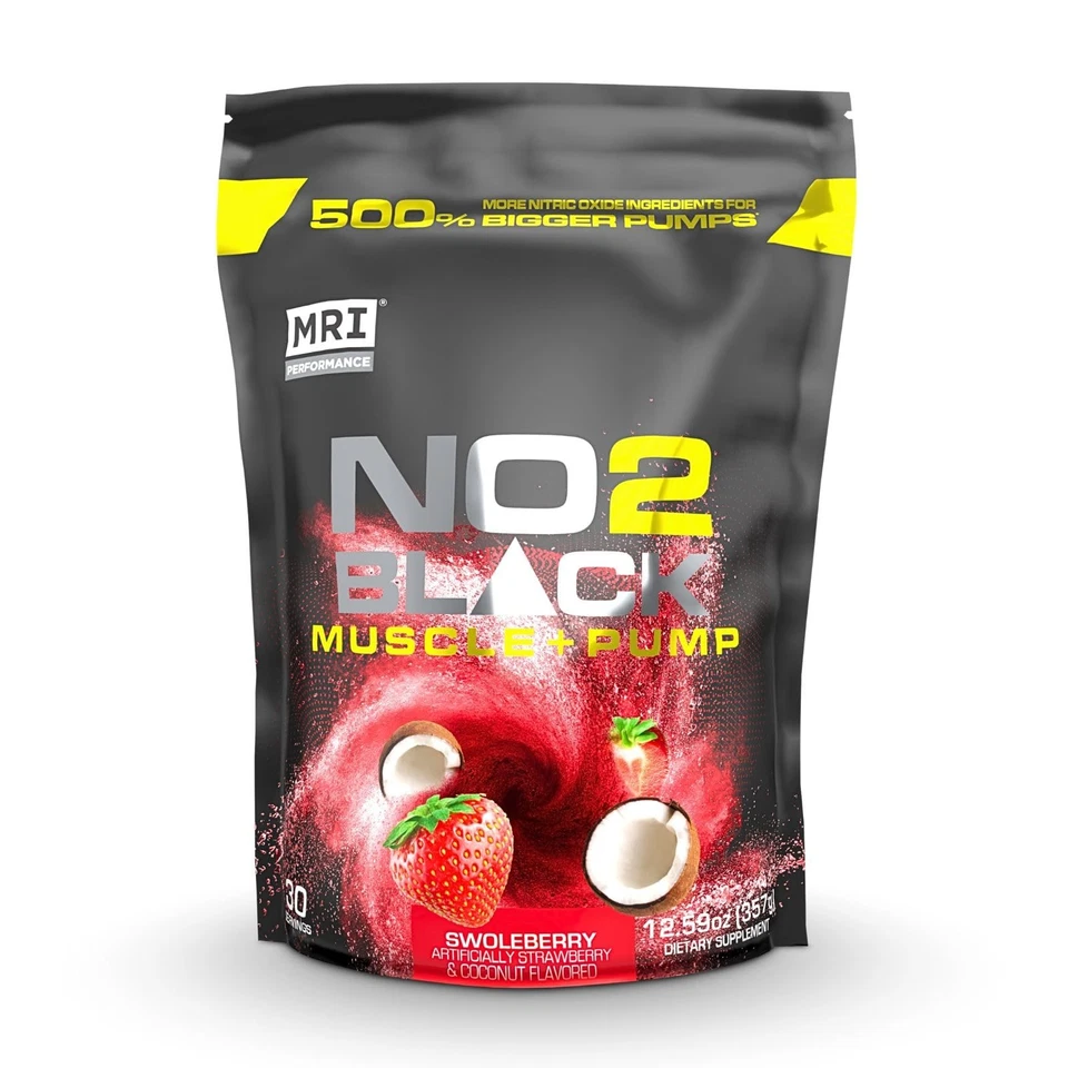 MRI NO2 Black Nitric Oxide Supplement for Pump Muscle Growth Vascularity & En...