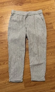 Pantalone donna J.Crew nero/bianco misto lino slim alla caviglia spilla righe 10 coulisse - Foto 1 di 7