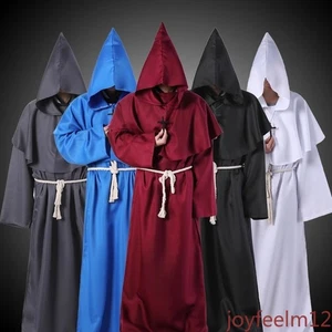 Hombres Medieval Monje Túnica Sacerdote Vestimenta Padrino Halloween Juegos con disfraces Disfraz - Imagen 1 de 26