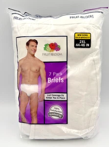 Fruit of the Loom 7 Pack 100% Cotton Men's Briefs 2XL Size 44-46 White NIP - Picture 1 of 5