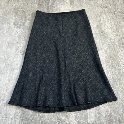 Falda Eileen Fisher Mujer Mediana Lana Mezcla Lino Midi Gris Carbón Elastizada Foto 1 de 4