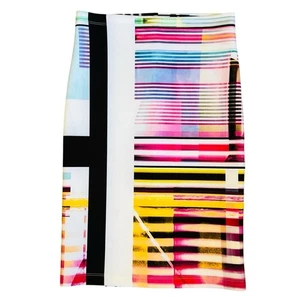 Clover Canyon Women’s Sz S Multi Color Stripe Straight Skirt Pull On Neoprene - Picture 1 of 8