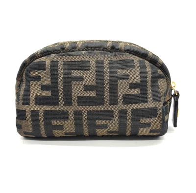 Fendi Cosmetic Pouch Purse Zucca Canvas Leather FF From Japan #341 - Image 1 of 4