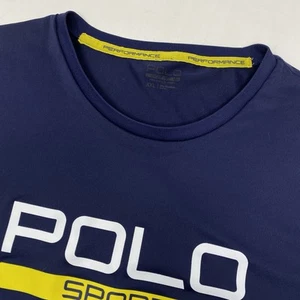 Polo Sport Performance Uomo XXL Navy Bianco Giallo Polo Logo Manica Corta T-Shirt - Foto 1 di 5