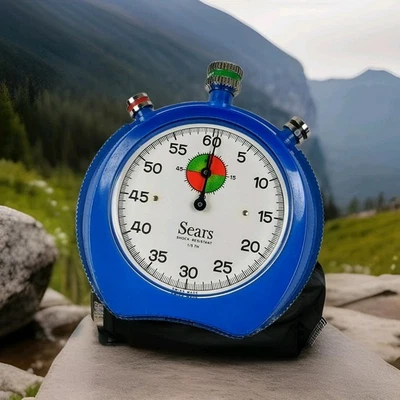 RELOJ CRONÓMETRO SEARS VINTAGE HECHO EN SUIZA RESISTENTE A GOLPES 1/5TH FUNCIONANDO Foto 1 de 4