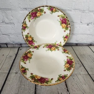 Vintage Royal Albert Old Country Roses Rimmed Soup Bowl Set of 2 - Picture 1 of 7