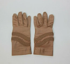 Vtg Women's Driving Gloves NOTICE Brand Brown Nylon Spandex one size RN 32420 - Bild 1 von 6