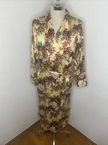 Vintage Victorias Secret Robe Women M L Floral Gold Label Shiny Dressing Gown - Picture 1 of 14