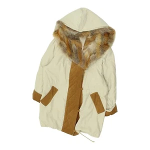 Abrigo con ribete de piel Amaretta | Chaqueta con capucha vintage beige con botones beige para mujer - Imagen 1 de 6
