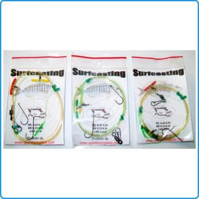 SURFCASTING SET TRE TERMINALI MIMETICI 2AMI PESCA IN MARE MORMORE SARAGHI ORATE - Immagine 1 di 3